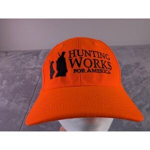 Cap America Hunting Works For America Blaze Orange Trucker Hat Snapback Mesh Cap